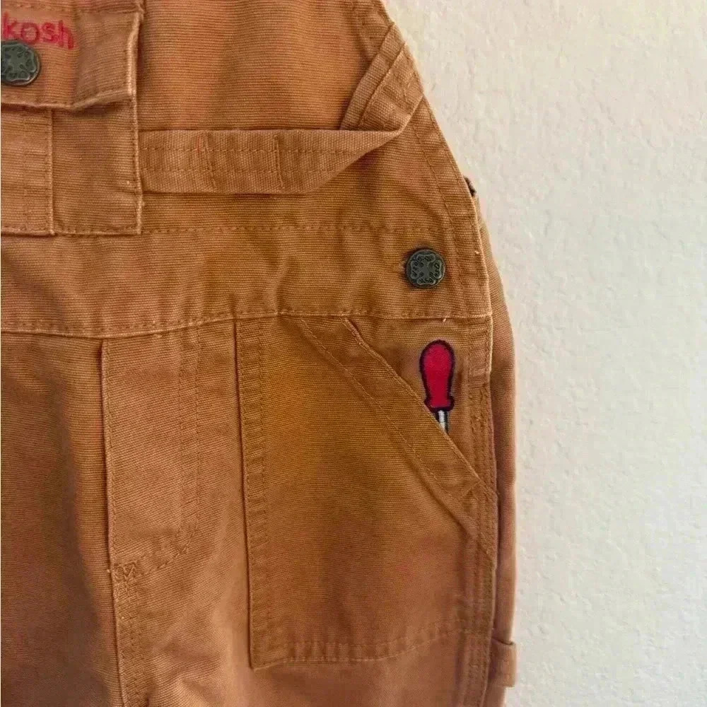 OshKosh Boys Overalls 12M Tool Detail Blue Plaid Snap Bottom Fall Cold - Picture 3 of 5